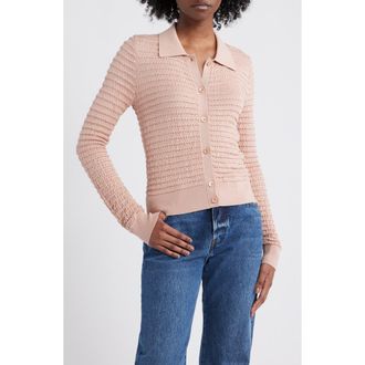 Frame Denim The Smocked Silk & Cotton Cardigan in Light Pink at Nordstrom Rack, Size X-Small
