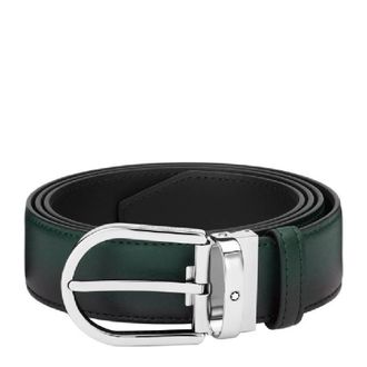 Montblanc Horseshoe Buckle Sfumato British Green 35mm Leather Belt