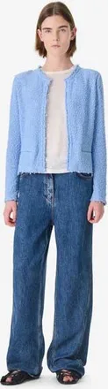 Iro Shavani Classic Fringed Jacket in Azur Blue at Nordstrom, Size 42