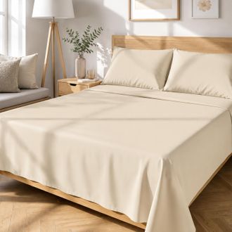 KASANOVA Completo letto matrimoniale tinta unita beige