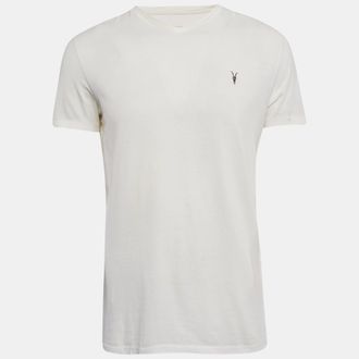 AllSaints Off-White Cotton V-Neck T-Shirt