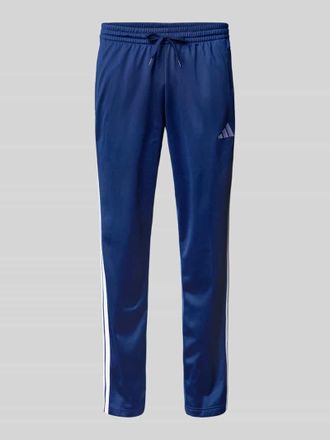 adidas Straight Leg Trainingshose mit Logo-Stitching in Dunkelblau, Gr&ouml;&szlig;e M