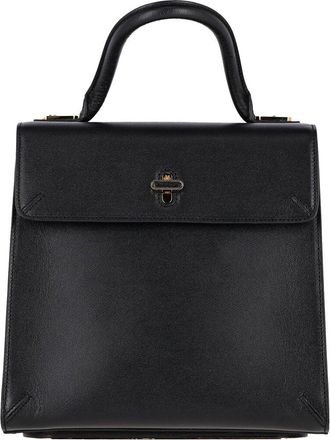 Charlotte Olympia Black Leather Bogart Top Handle Bag With Gloves (Authentic Pre-Loved)