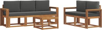 vidaXL Conjunto De Sof&aacute;s De Exterior 6 Uds. Natural Y Antracita Vidaxl
