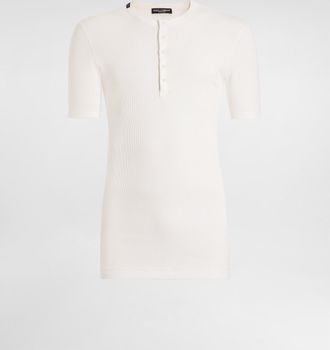 Dolce & Gabbana Serafino Cotton T-shirt - Man White 44