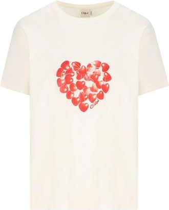 Chlo&eacute; T-shirt met kersenprint - Dames - T-shirts - Wit - XS - Katoen - Tops