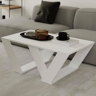 Dmora Tavolino Da Salotto Mercedes, Tavolo Basso Da Caff&egrave;, Portariviste Per Divano, Ripiano Da Soggiorno, 110x60h40 Cm, Bianco - Dmora