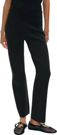 White + Warren Superfine Knit Kick Flare Pants In Black