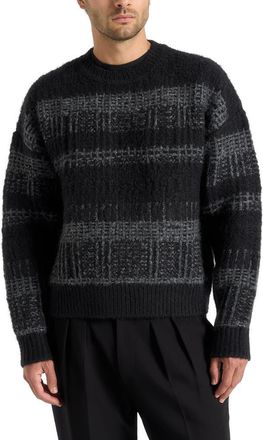Mani&egrave;re De Voir Ayden Check Wool Knit Jumper in Black/grey at Nordstrom, Size Xx-Large