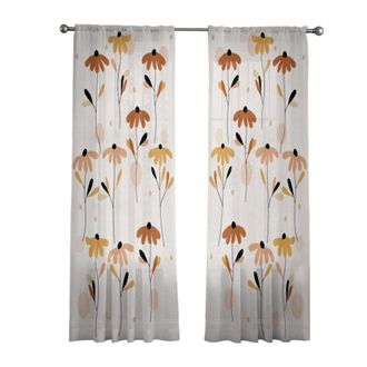 OEM Bufanda Floral De Tela Transparente Para Mayor Privacidad, 4 Unidades, 130 X 183 Cm