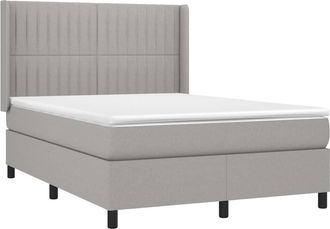 vidaXL Vidaxl - Cama Box Spring Con Colch&oacute;n Tela Gris Claro 140x190 Cm