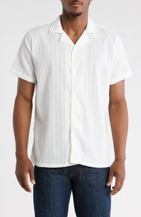 T.R. Premium Modern Fit Textured Camp Shirt in White at Nordstrom Rack, Size Xx-Large