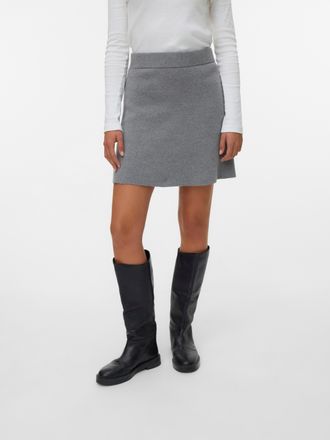 Vero Moda Minirock VERO MODA VMSABA NW SKATER SKIRT GA NOOS, Damen, Gr. XL (42), grau (medium grau melange), Strick, Obermaterial: 50% Viskose, 28% Polyester, 2