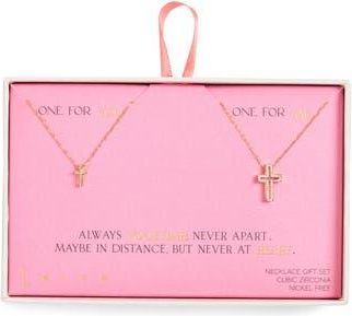 Leith CZ You & Me Sun Pendant Necklace Set in Clear- Gold at Nordstrom Rack