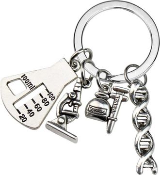 Generic Chemistry Molecule Bag Pendant Alloy Keychain Molecular Structure Key Rings for Science Lovers and Key Management, K175, As Show