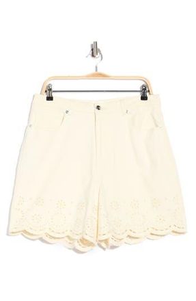 Vigoss Eyelet Scalloped Hem High Waist Shorts in Ecru at Nordstrom Rack, Size 30