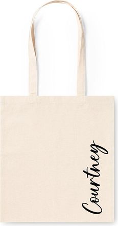 eBuy GB Personalised Tote Bag with Name, Natural Cotton Shopping Bag, Weekend Shopper Bag, Bridesmaid, Bridal Shower Gifts