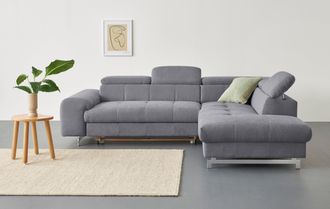 Cotta Ecksofa »Chef L-Form« mit Kopfteilverstellung, edle Metallkufen, wahlweise mit Bettfunktion