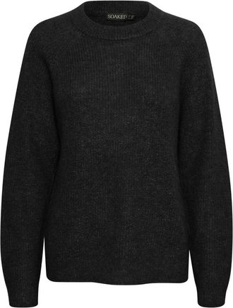 Soaked In Luxury Ronde hals gekweek - Dames - Ronde hals truien - Zwart - XL - Wol - Truien & Vesten