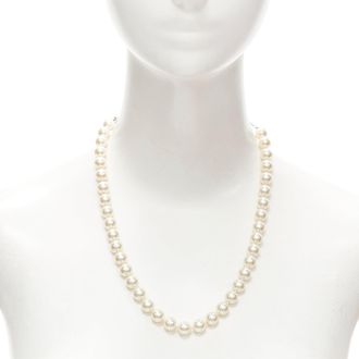 Furla faux pearl silver tone chain classy short necklace ring set