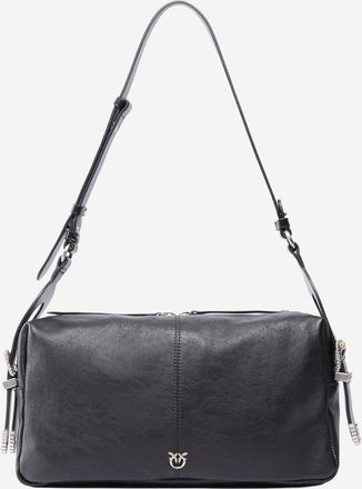 Pinko Womens Shoulder Bag Biker Leather Black
