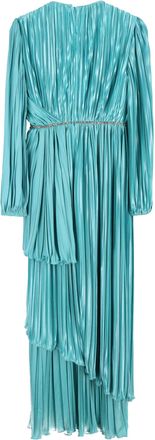 Gucci Gucci Kristallen Versierde Geplooide Drap&eacute; Jurk In Blauwe Zijde