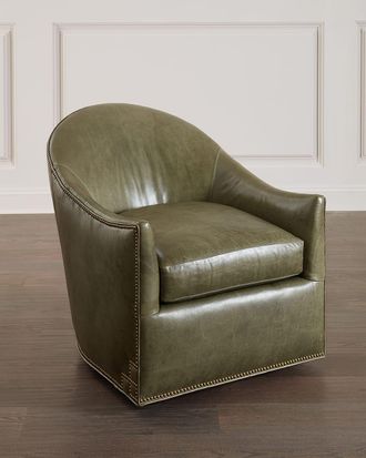 Massoud Breaux Leather Swivel Chair