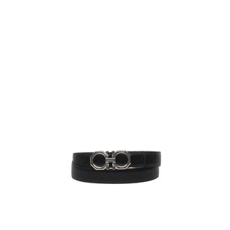 Ferragamo Black Leather Belt Adjustable Length