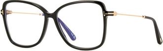 Tom Ford FT5953-B 001 Shiny Black/Clear Blue Light Block 55mm