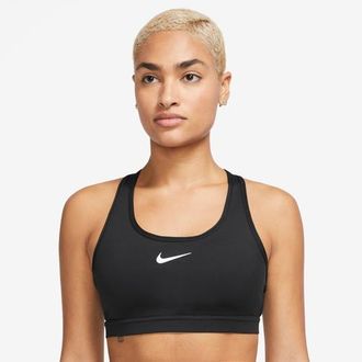 Nike Womens Dri-FIT Swoosh Medium Support Bra - Black/White Size XS