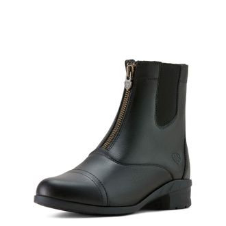 Ariat Womens Scout Zip Paddock Boots in Black Leather, B Medium Width, Size 8.5, by Ariat