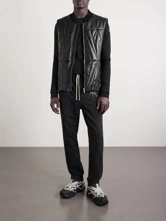 Rick Owens + Moncler Logo-Appliqu&eacute;d Quilted Leather Gilet