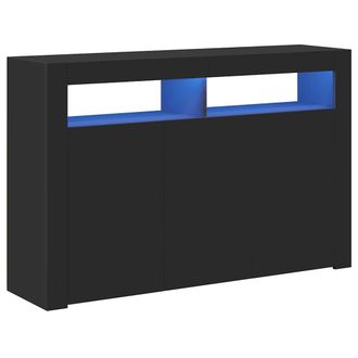 vidaXL Aparador Con Luces Led Negro 115,5x30x75 Cm Vidaxl