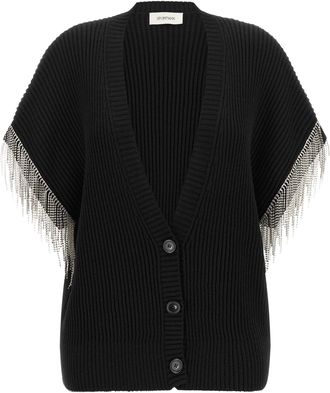 Sportmax Virgin Wool with Removable Sleeves Cardigan - Black