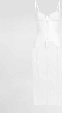Dolce & Gabbana Tulle Calf-length Dress With Corset Details - Woman Dresses White Tulle 36
