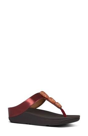 FitFlop Fino Metallic Stone Wedge Flip Flop in Dark Red at Nordstrom Rack, Size 7.5
