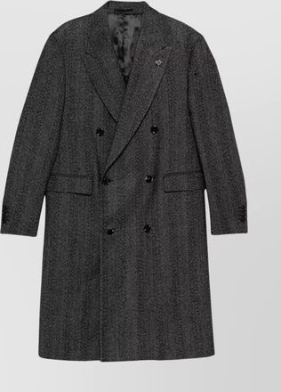 Lardini peak lapels double-breasted long coat