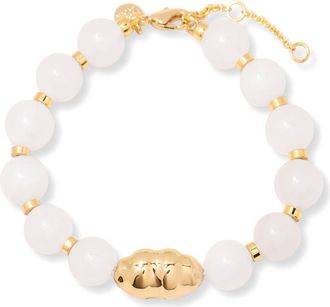 Brook & York Cora Beaded Jade Bracelet in Gold/White at Nordstrom