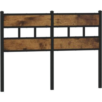 vidaXL Cabecero De Hierro Y Madera De Ingenier&iacute;a Roble Ahumado 120 Cm Vidaxl