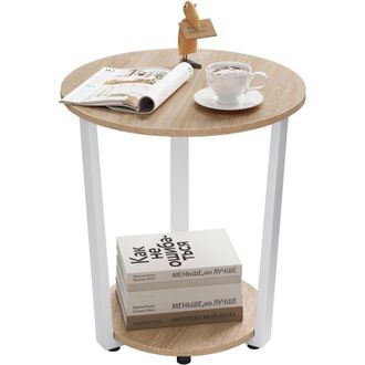 Woltu Woltu - Mesas Bajas De Sal&oacute;n De Aglomerado Y Metal Mesa De Centro Moderna De Roble Claro