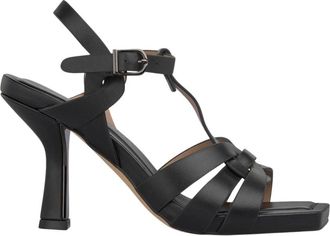 Alma En Pena T-Strap Sandaal Medium Hak - Dames - Sandalen met hakken - Zwart - 35 EU - Leer - Schoenen
