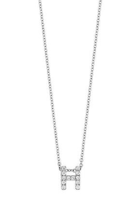 Bony Levy Diamond Pavé Initial Pendant Necklace in 18K White Gold - H at Nordstrom, Size 18 In