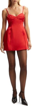 Bardot Marcello Satin Minidress in Famous Red at Nordstrom, Size 12