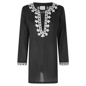 MC2 Saint Barth Tunics, female, Black, Size: S Kaftan Cedy