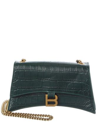 Balenciaga Crush Xs Croc-Embossed Leather Wallet On Chain