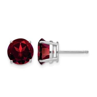 Diamond2Deal 14k White Gold 8mm Garnet Earrings