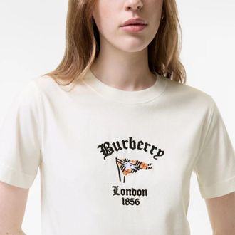 Burberry Logo-Embroidered T-Shirt - Chalk