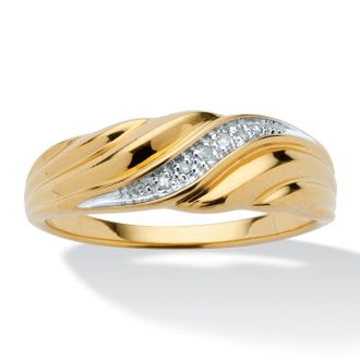 Palm Beach Jewelry Mens Diamond Accent Ring in 18k Gold-plated