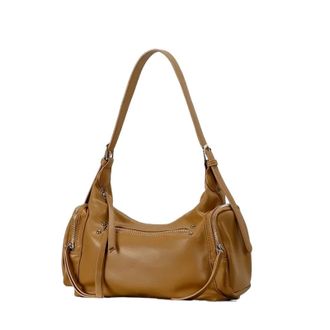 Generic Compatible For Autumn Winter Pillow Shaped Shoulder Bag Womens Handbag Casual Crossbody Polyester Lining Zipper(Light brown)