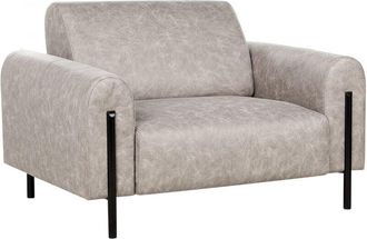 Beliani Beliani - Sill&oacute;n Moderno Sal&oacute;n Tapizado Tela Aspecto Cuero Respaldo Ajustable Patas Metal Gris Askim
